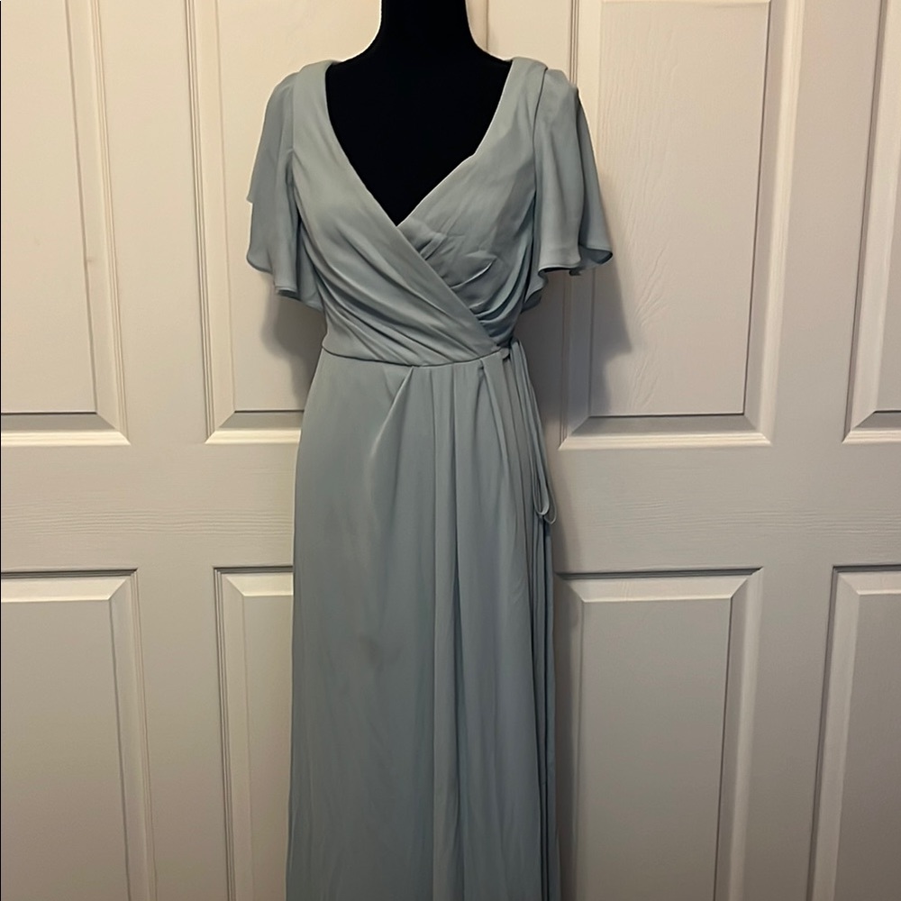Sage Green Flutter Sleeve Wrap Maxi Dress